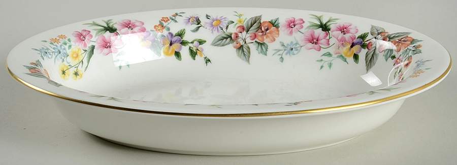 Downland (Gold Trim) 10" Oval Vegetable Bowl by Wedgwood-1