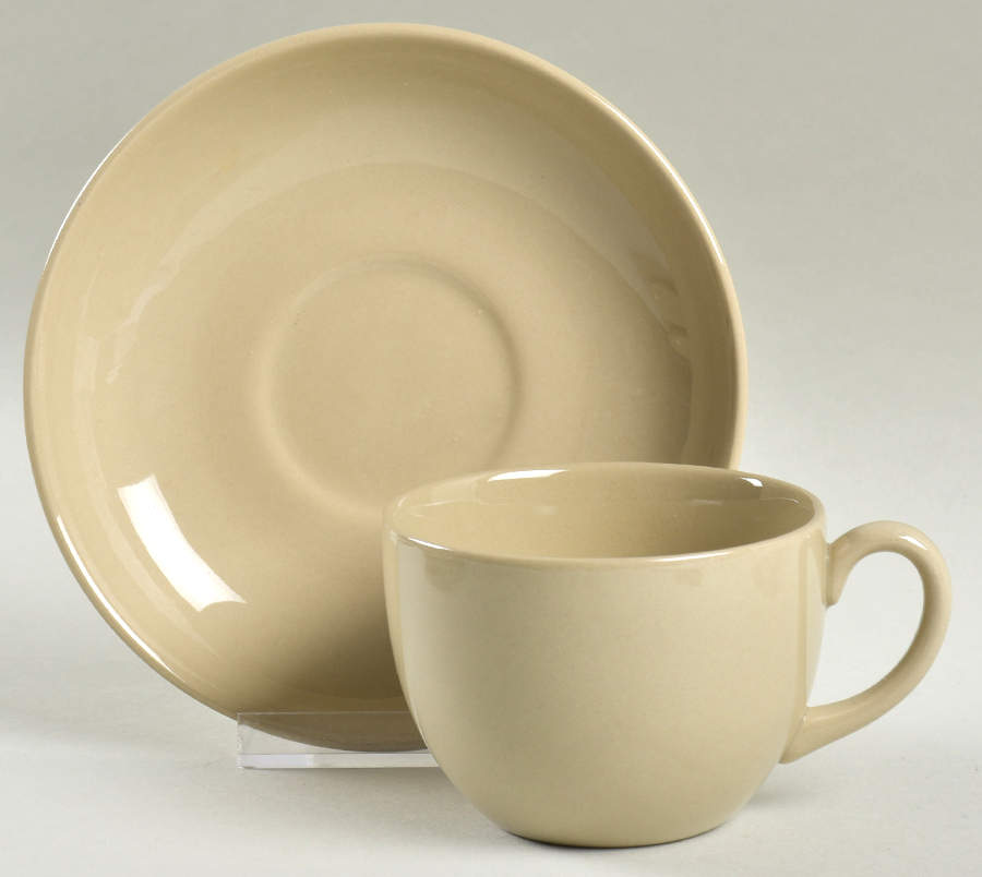 Drabware (Older, Glossy) Flat Cup & Saucer Set by Wedgwood-1