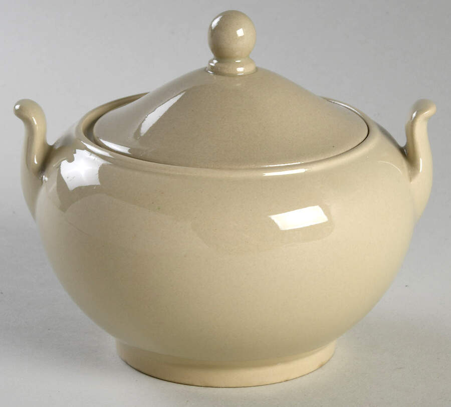 Drabware (Older, Glossy) Sugar Bowl & Lid by Wedgwood-1