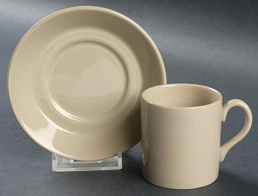 Drabware (Older, Glossy) Bond Shape Demitasse Cup and Saucer Set by Wedgwood-1