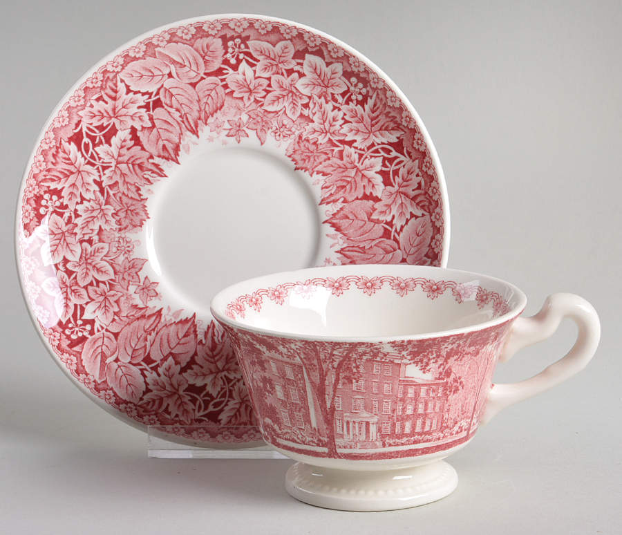 Earlham College Pink Footed Cup & Saucer Set by Wedgwood-1