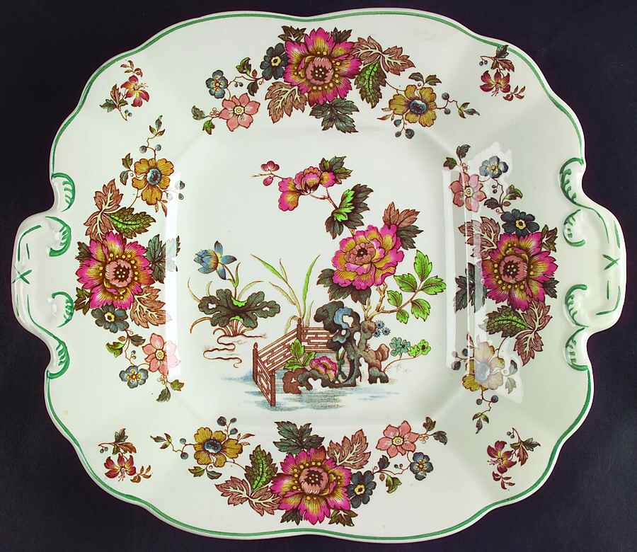 Eastern Flowers Square Handled Cake Plate by Wedgwood-1
