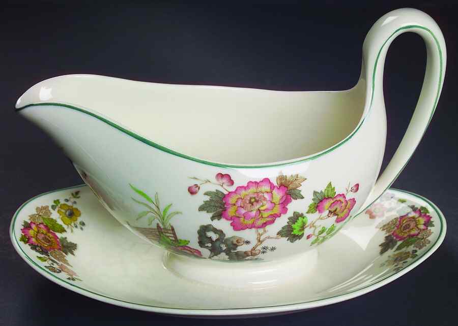 Eastern Flowers Gravy Boat with Attached Underplate by Wedgwood-1