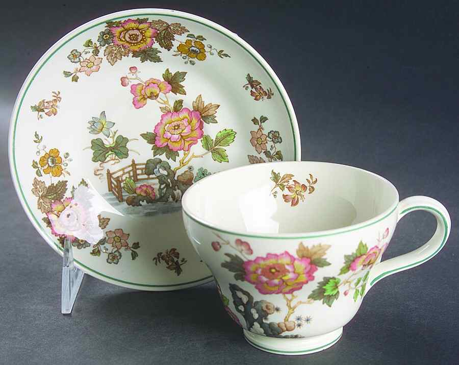 Eastern Flowers Footed Cup & Saucer Set by Wedgwood-1