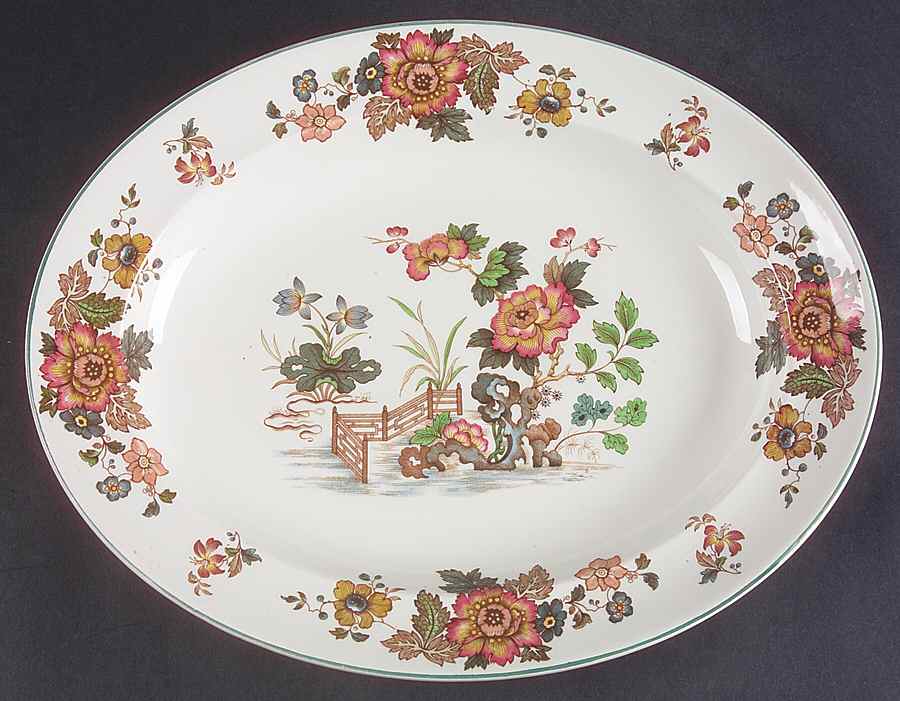 Eastern Flowers 13" Oval Serving Platter by Wedgwood-1