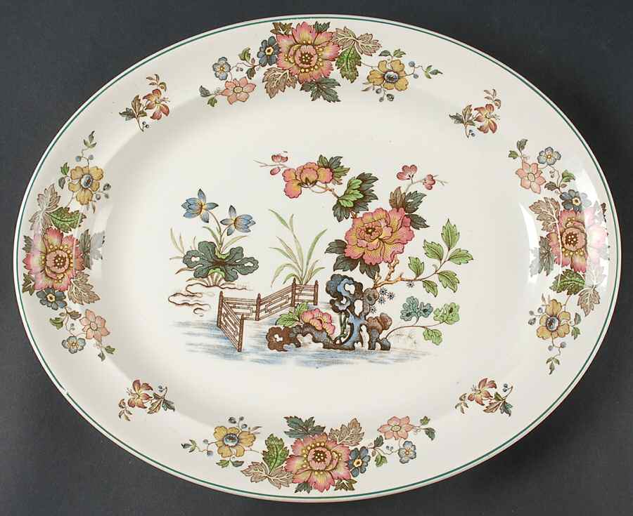 Eastern Flowers 14" Oval Serving Platter by Wedgwood-1