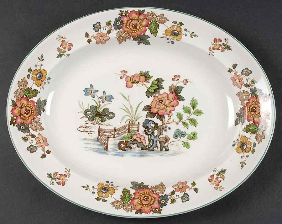 Eastern Flowers 12" Oval Serving Platter by Wedgwood-1