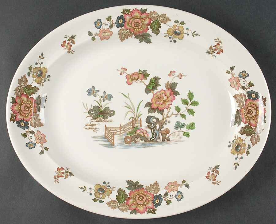Eastern Flowers 14" Oval Serving Platter by Wedgwood-1