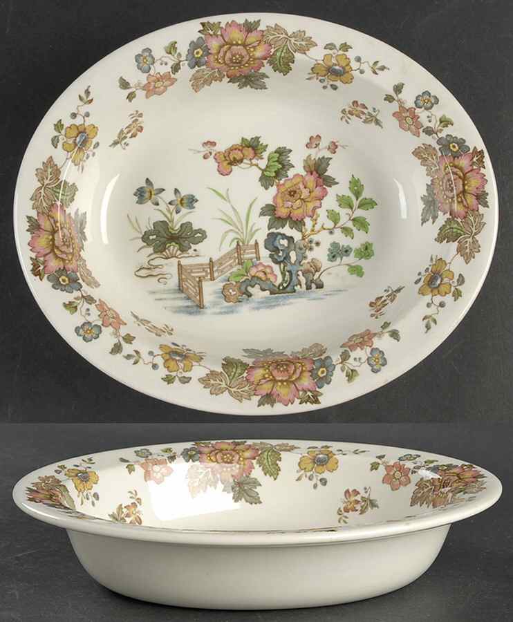 Eastern Flowers 9" Oval Vegetable Bowl by Wedgwood-1