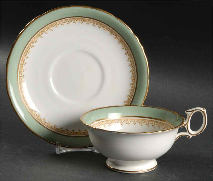Eccles Bead Celadon Footed Cup & Saucer Set by Wedgwood-1