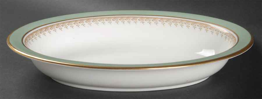 Eccles Bead Celadon 10" Oval Vegetable Bowl by Wedgwood-1