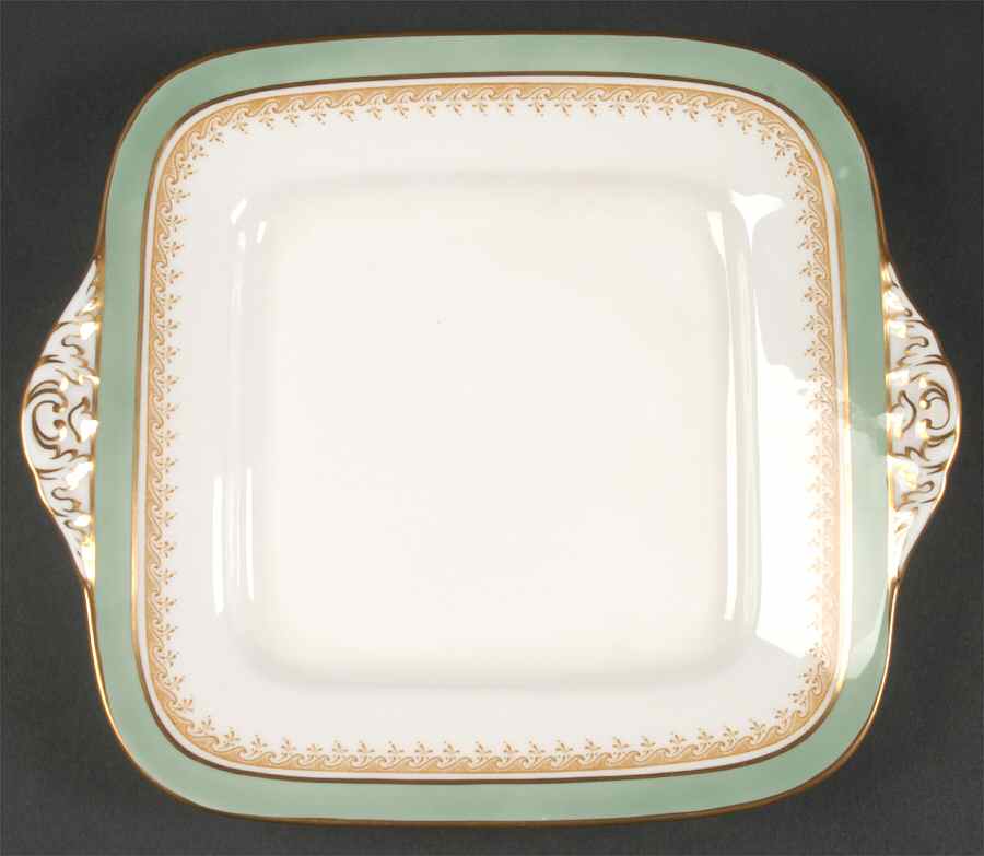 Eccles Bead Celadon Square Handled Cake Plate by Wedgwood-1