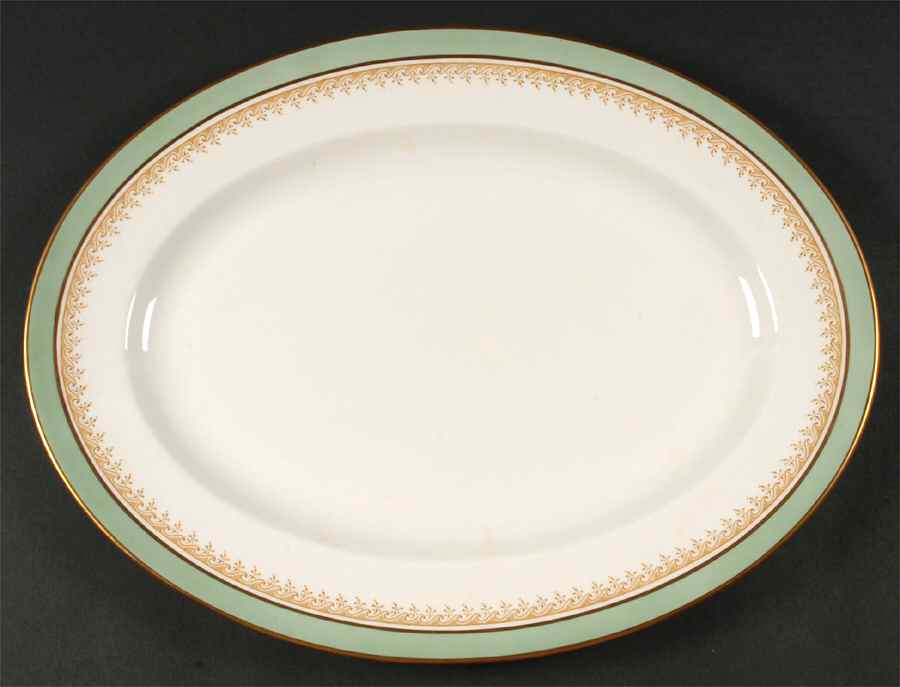 Eccles Bead Celadon 15" Oval Serving Platter by Wedgwood-1