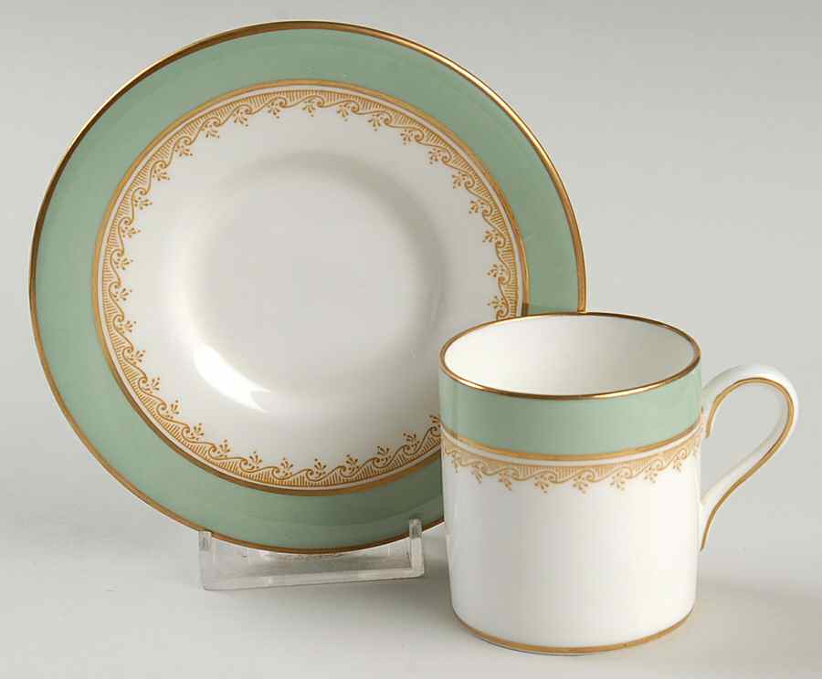 Eccles Bead Celadon Flat Demitasse Cup & Saucer Set by Wedgwood-1