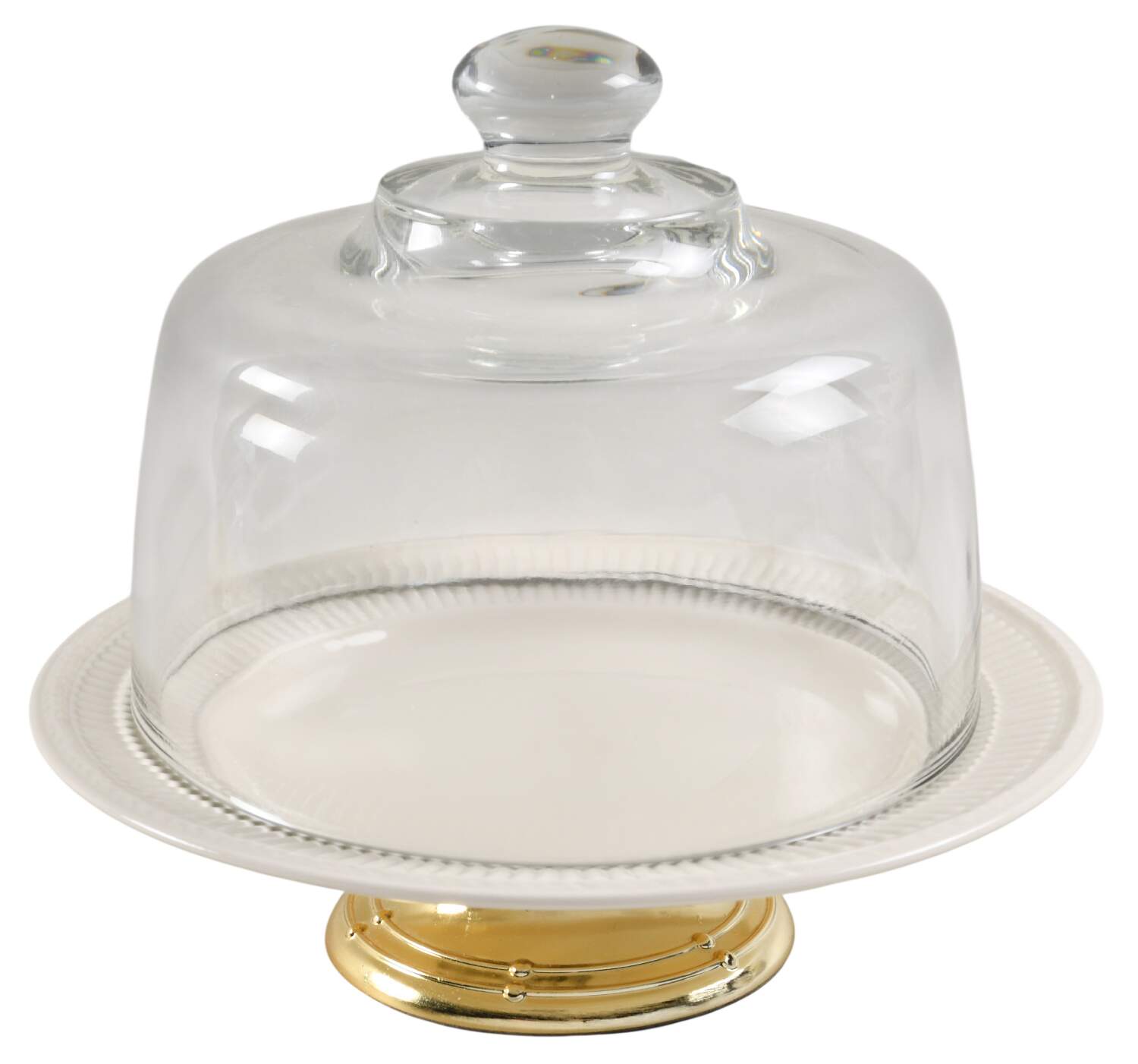 Edme 6 1/2"-7 1/2" Footed Cheese Plate w/ Glass Dome HC by Wedgwood-1