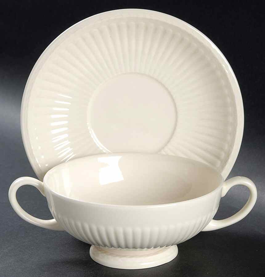 Edme Footed Cream Soup Bowl & Saucer Set by Wedgwood-1