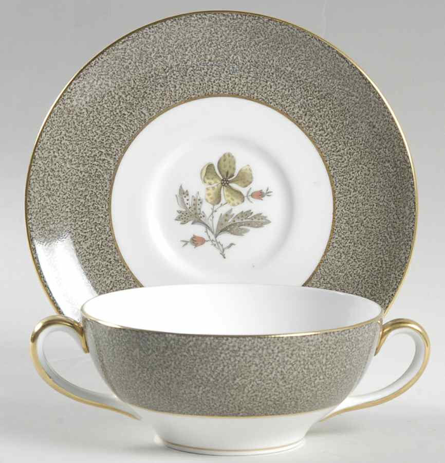 Elaine Flat Cream Soup Bowl & Saucer Set by Wedgwood-1
