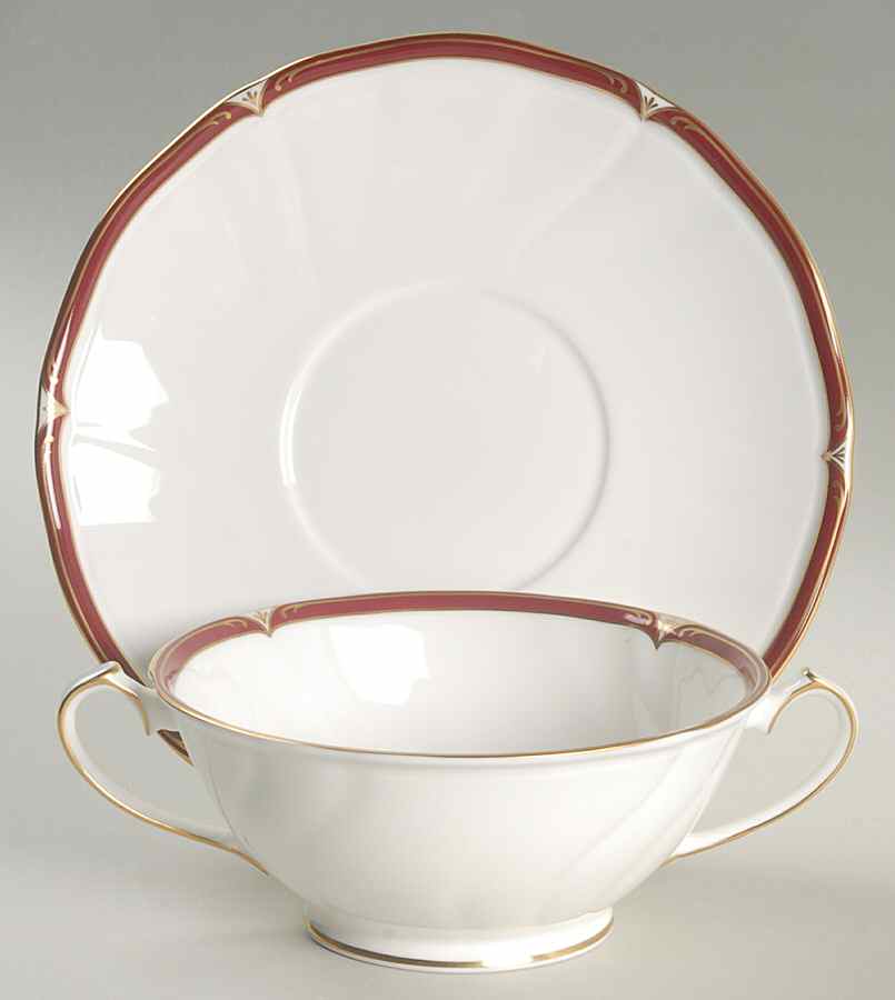 Empress Ruby Footed Cream Soup Bowl & Saucer Set by Wedgwood-1