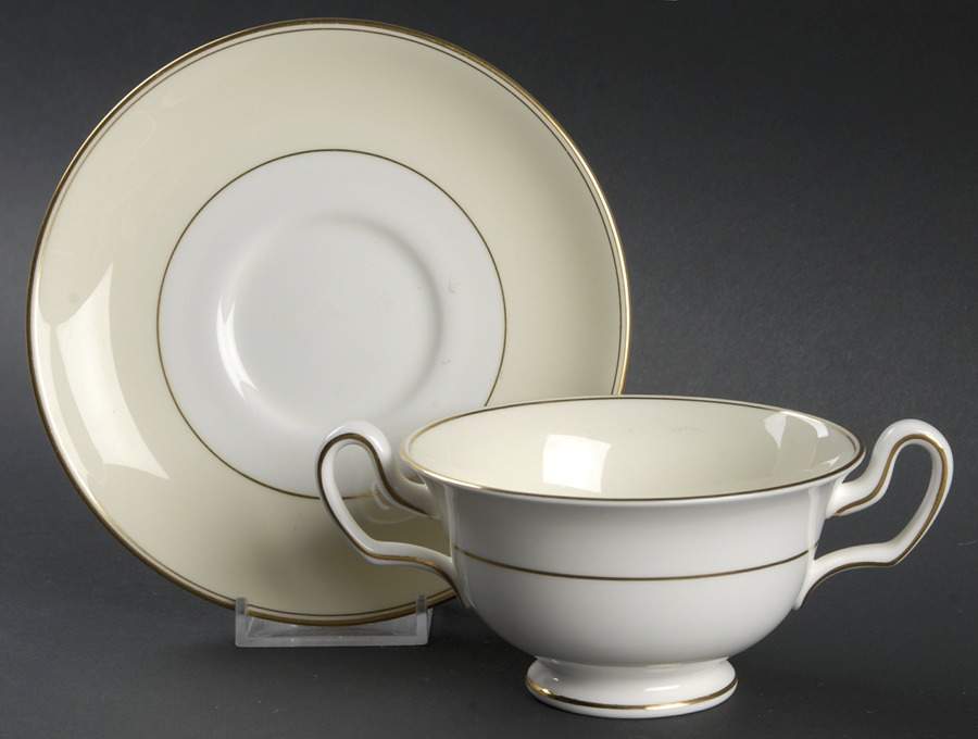 Essex Footed Cream Soup Bowl & Saucer Set by Wedgwood-1