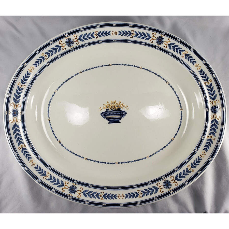 The Etruria (Blue Laurel) 16" Oval Serving Platter by Wedgwood-1