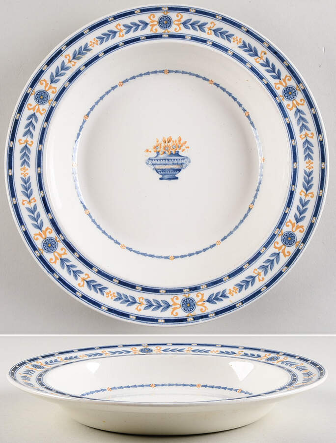 The Etruria (Blue Laurel) Large Rim Soup Bowl by Wedgwood-1