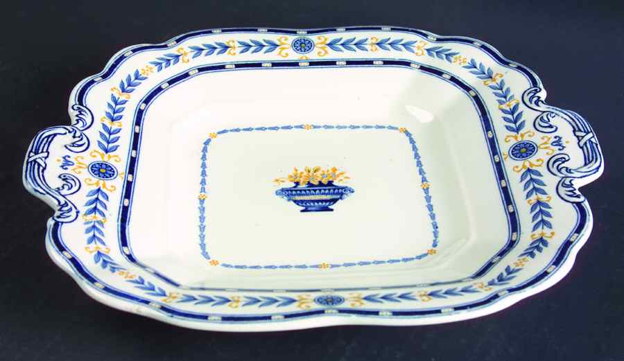 The Etruria (Blue Laurel) Square Handled Cake Plate by Wedgwood-1