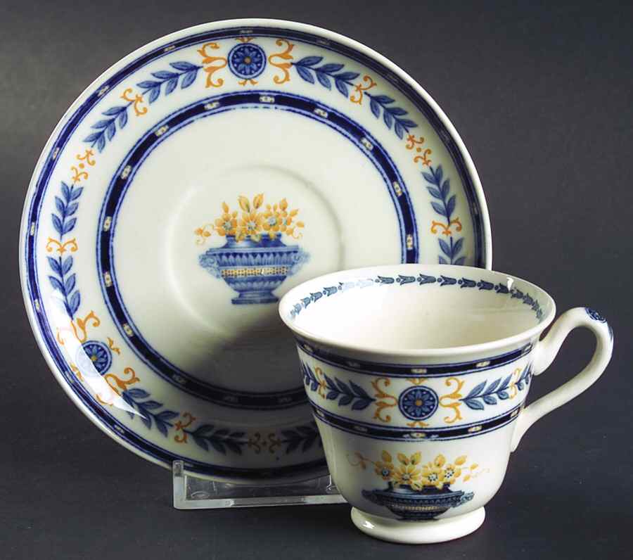 The Etruria (Blue Laurel) Footed Demitasse Cup & Saucer Set by Wedgwood-1