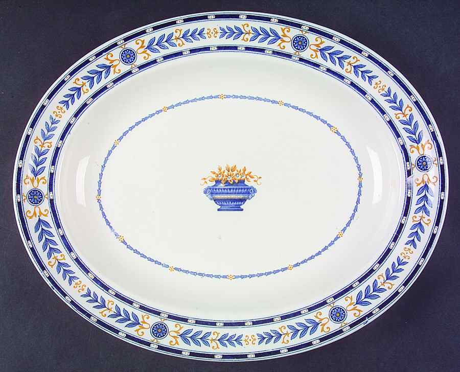 The Etruria (Blue Laurel) 12" Oval Serving Platter by Wedgwood-1