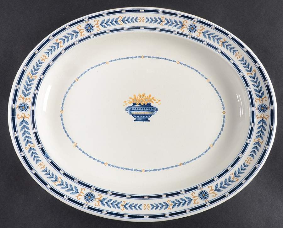 The Etruria (Blue Laurel) 14" Oval Serving Platter by Wedgwood-1