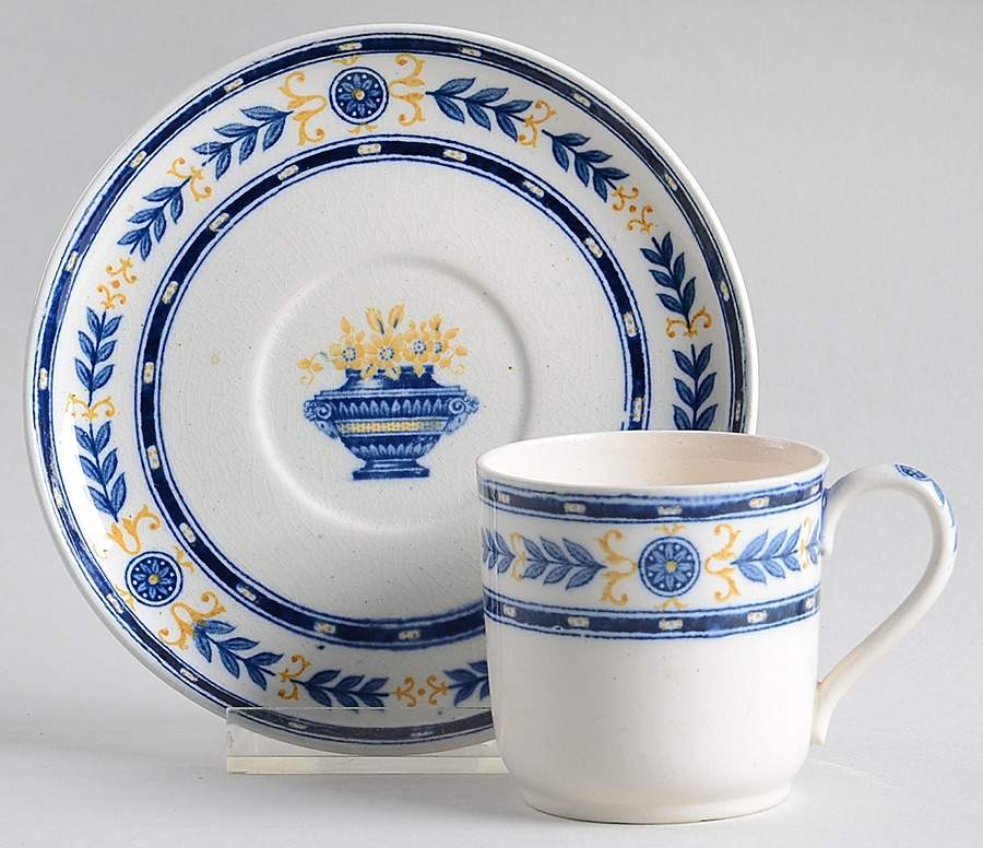 The Etruria (Blue Laurel) Flat Demitasse Cup & Saucer Set by Wedgwood-1