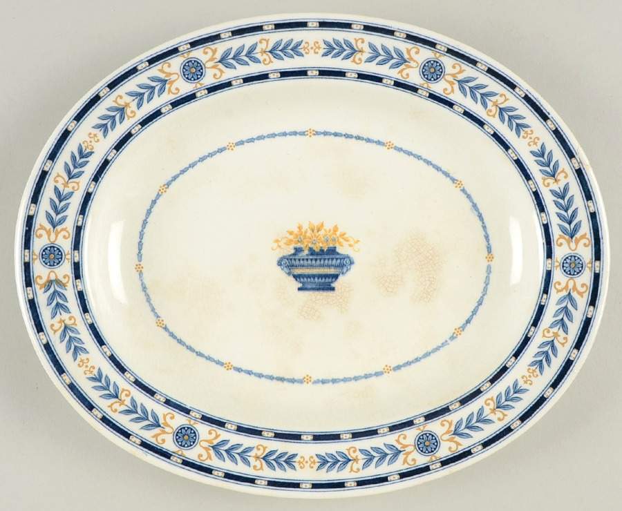 The Etruria (Blue Laurel) 10" Oval Serving Platter by Wedgwood-1