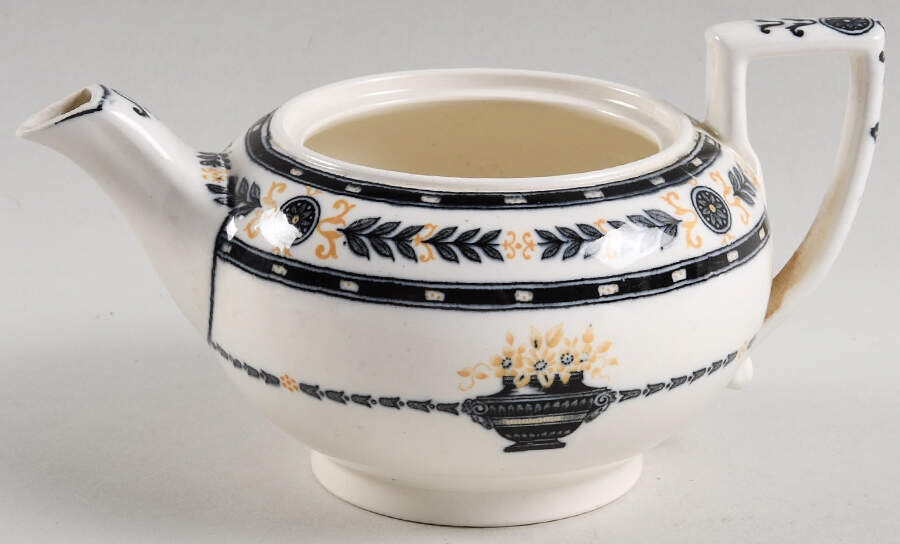 The Etruria (Black Laurel) Individual Teapot No Lid by Wedgwood-1