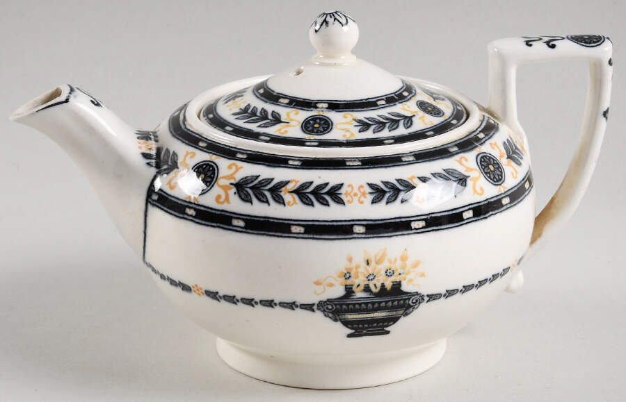 The Etruria (Black Laurel) Individual Teapot & Lid by Wedgwood-1