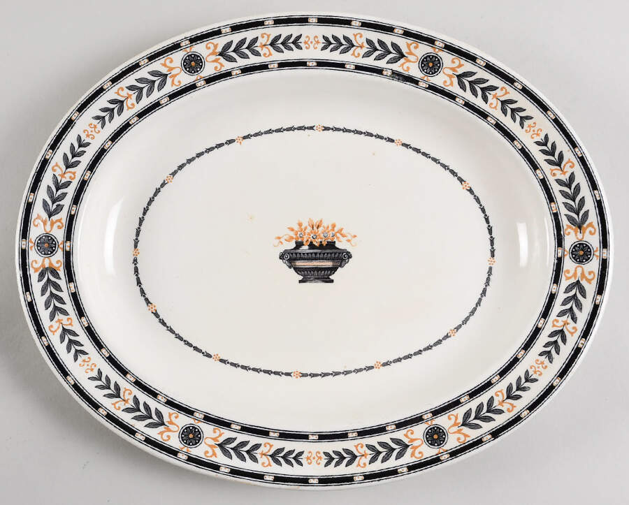 The Etruria (Black Laurel) 12" Oval Serving Platter by Wedgwood-1