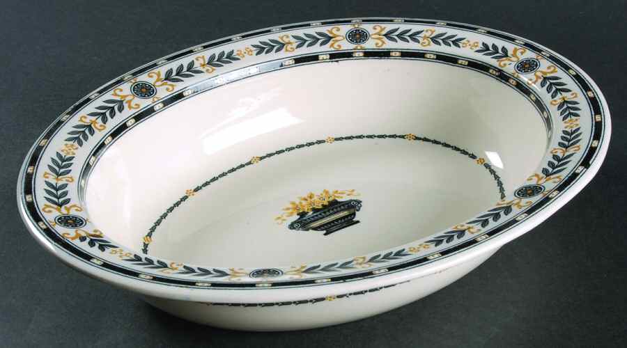 The Etruria (Black Laurel) 10" Oval Vegetable Bowl by Wedgwood-1