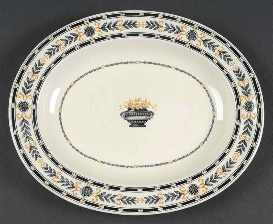 The Etruria (Black Laurel) 10" Oval Serving Platter by Wedgwood-1