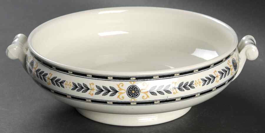 The Etruria (Black Laurel) Oval Vegetable No Lid by Wedgwood-1
