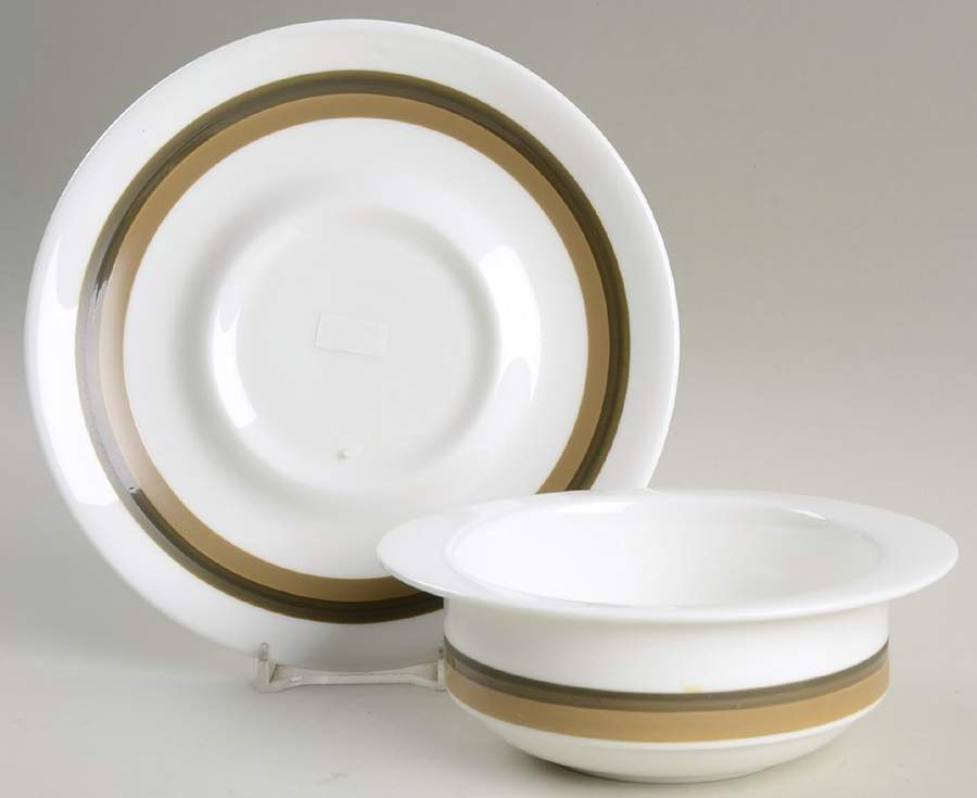 Everglade Flat Cream Soup Bowl & Saucer Set by Wedgwood-1