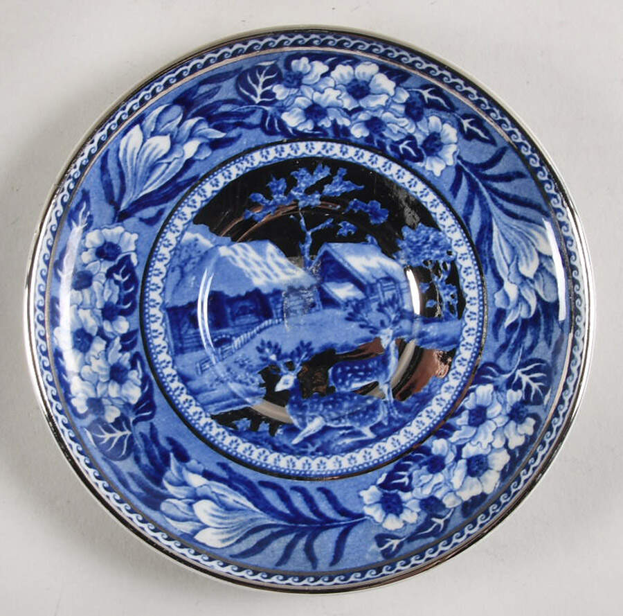 Fallow Deer Blue (Platinum Trim) Saucer for Demitasse Cup by Wedgwood-1