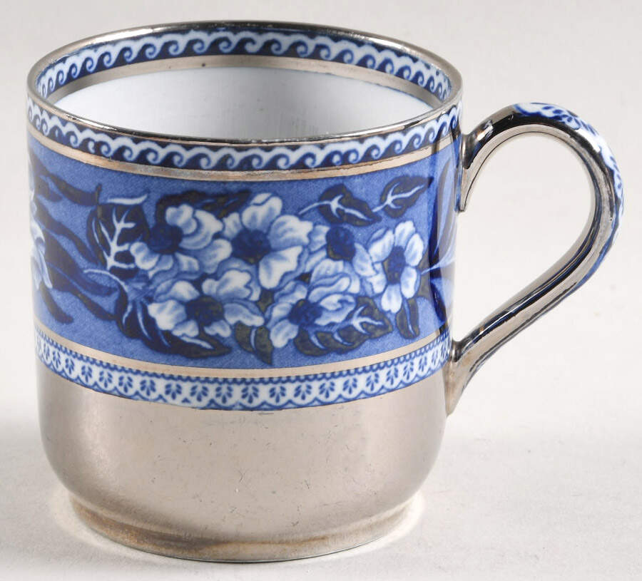 Fallow Deer Blue (Platinum Trim) Flat Demitasse Cup by Wedgwood-1
