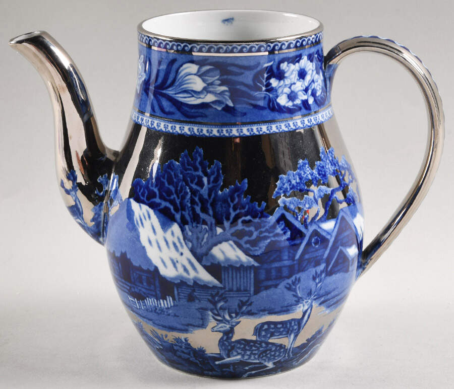 Fallow Deer Blue (Platinum Trim) Small Coffee Pot No Lid by Wedgwood-1