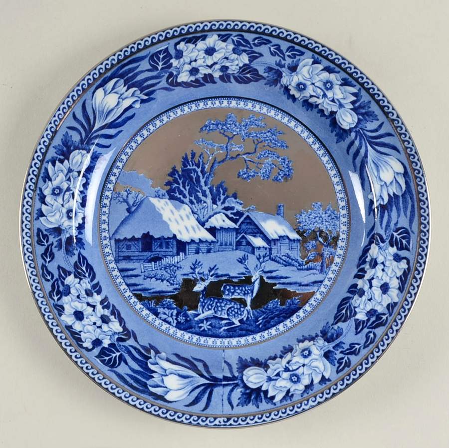Fallow Deer Blue (Platinum Trim) Salad Plate by Wedgwood-1