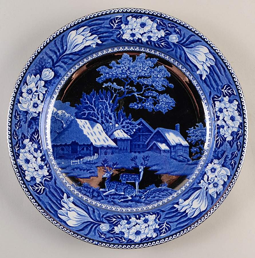 Fallow Deer Blue (Platinum Trim) 12" Chop Plate (Round Platter) by Wedgwood-1