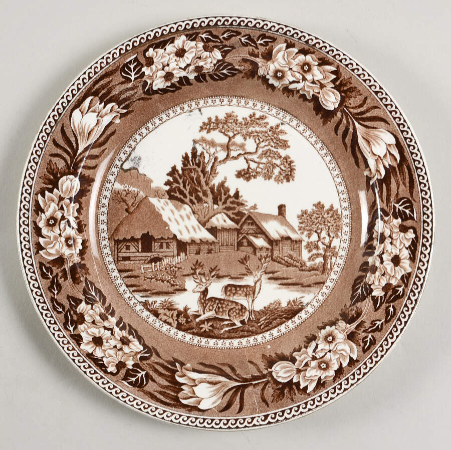 Fallow Deer Brown (Gold Trim) Salad Plate by Wedgwood-1