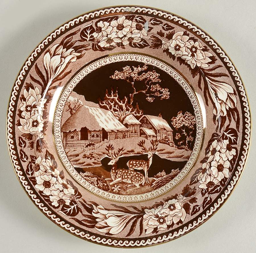 Fallow Deer Brown (Gold Trim) Bread & Butter Plate by Wedgwood-1