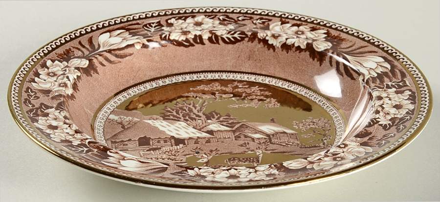 Fallow Deer Brown (Gold Trim) Rim Cereal Bowl by Wedgwood-1