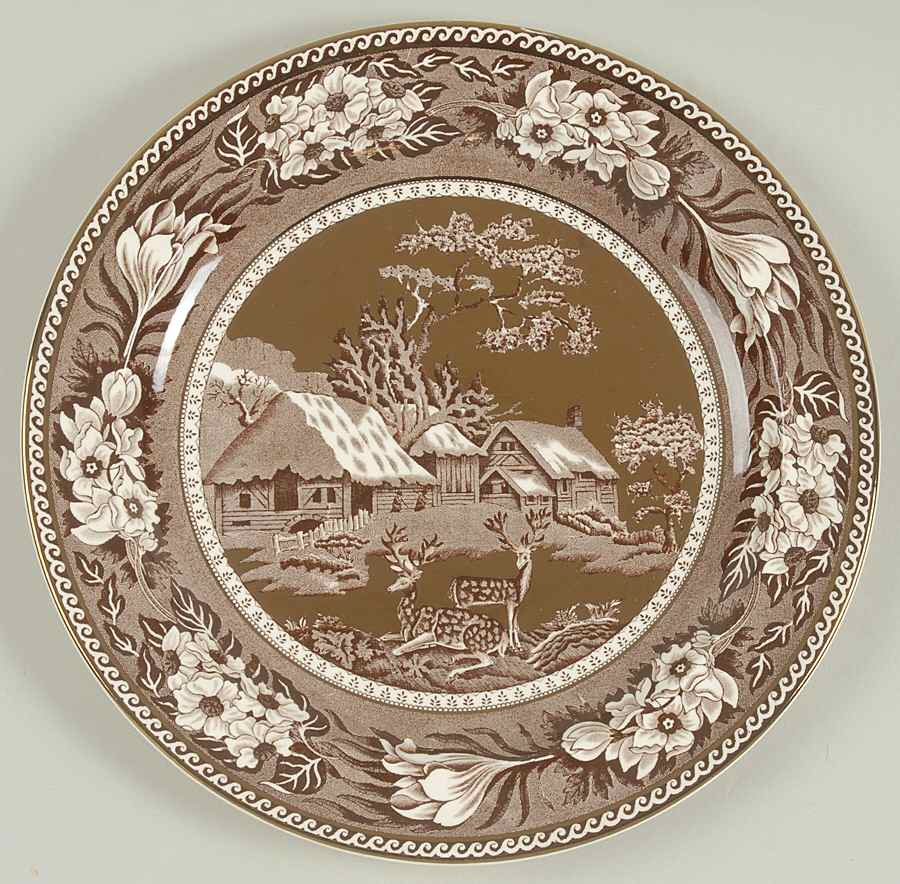 Fallow Deer Brown (Gold Trim) Luncheon Plate by Wedgwood-1