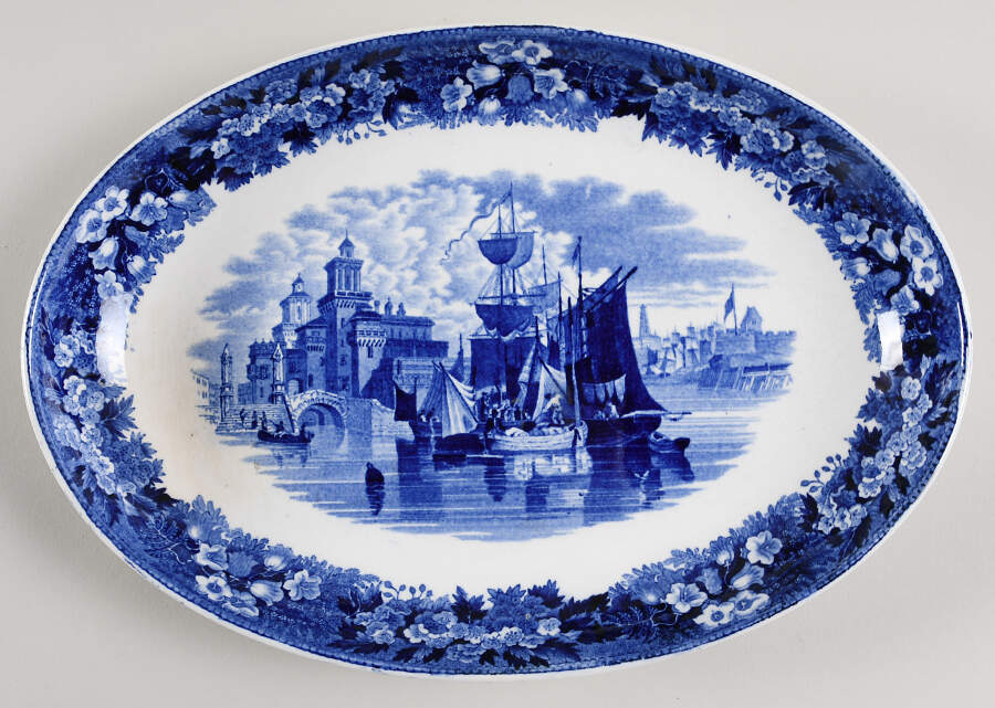 Ferrara Blue (No Trim) 12" Oval Serving Platter by Wedgwood-1