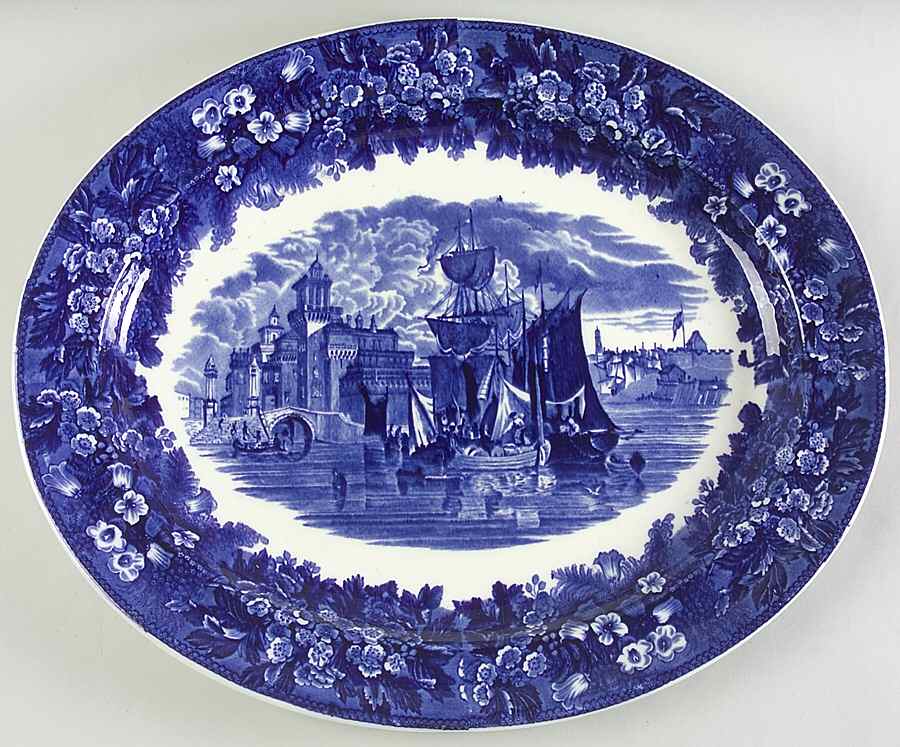 Ferrara Blue (No Trim) 16" Oval Serving Platter by Wedgwood-1