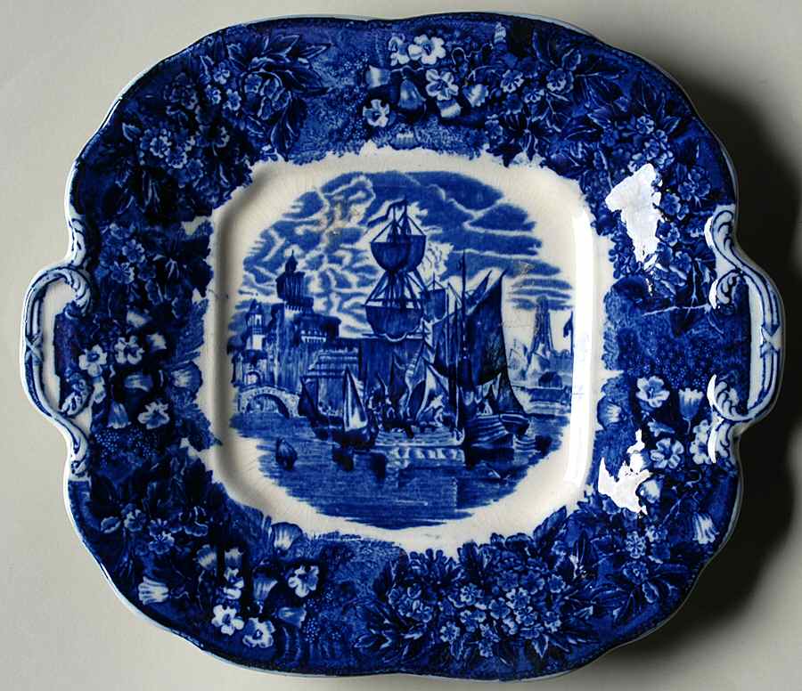Ferrara Blue (No Trim) Square Handled Cake Plate by Wedgwood-1